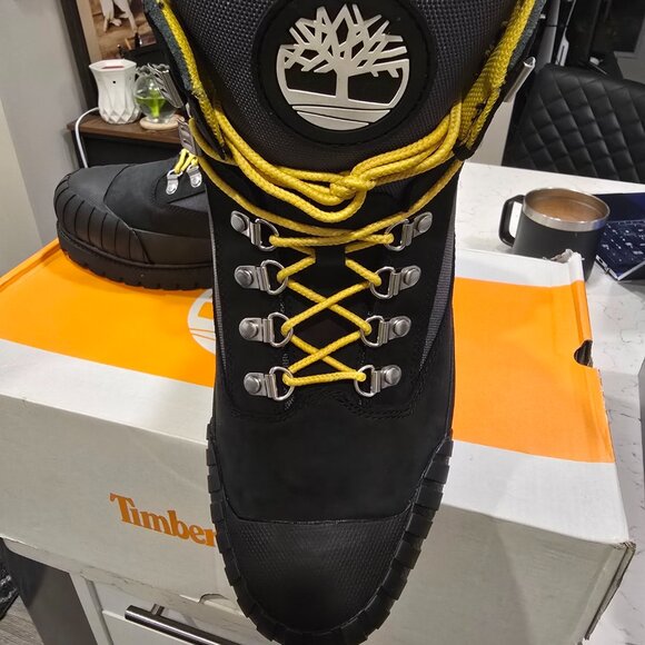 TIMBERLAND HERITAGE RUBBER TOE HIKER BOOTS MEN SHOES Black / Green Nubuck SZ 10 - Picture 2 of 15